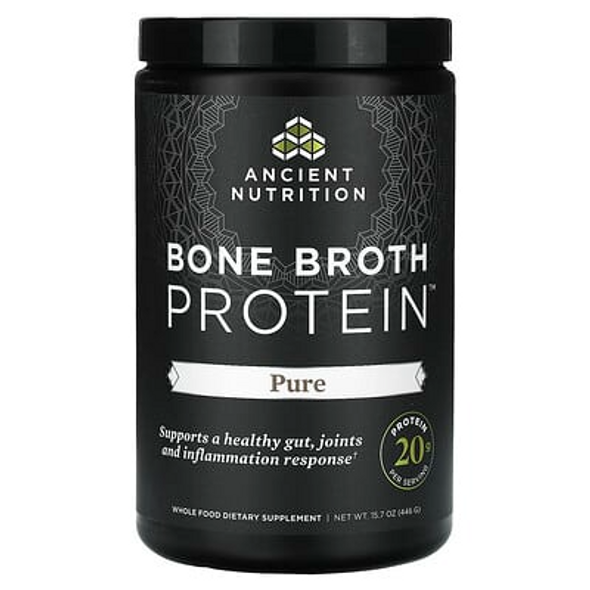 Ancient Nutrition, Bone Broth Protein, Pure, 15.7 oz(446 g)