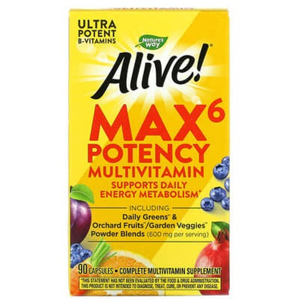 Nature's Way, Alive! Max6 Potency Multivitamin, 90 Capsules