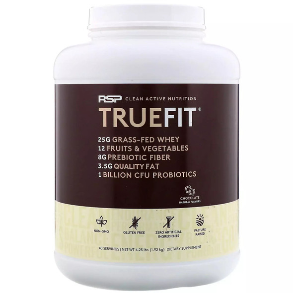 RSP Nutrition, TrueFit, Grass-Fed Whey Protein Shake, Chocolate, 4.23 lbs (1.92
