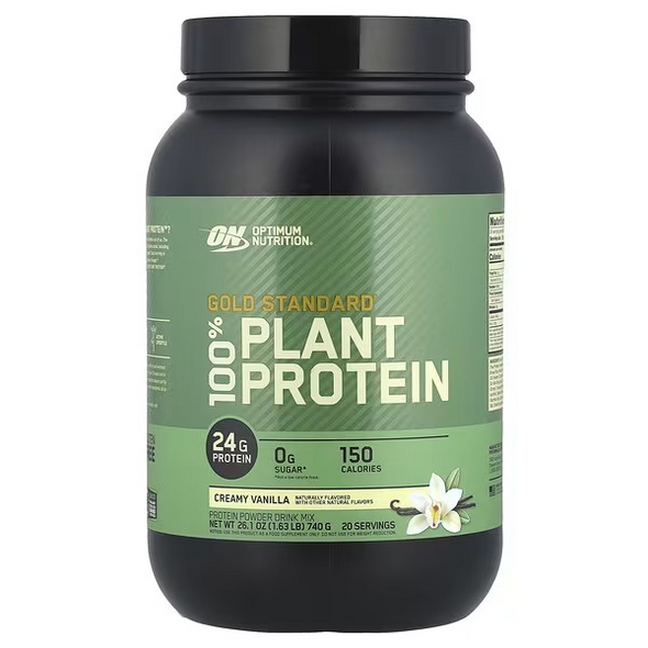 Optimum Nutrition, Gold Standard 100% Plant Protein, Creamy Vanilla, 1.63 lbs (740 g)