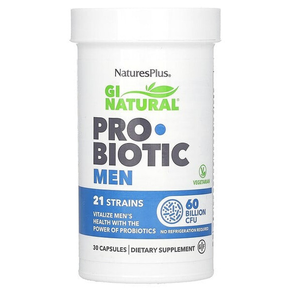 NaturesPlus, GI Natural, Probiotic Men, 60 Billion CFU, 30 Capsules NaturesPlus, GI Natural, Probiotic Men, 60 Billion CFU, 30 Capsules