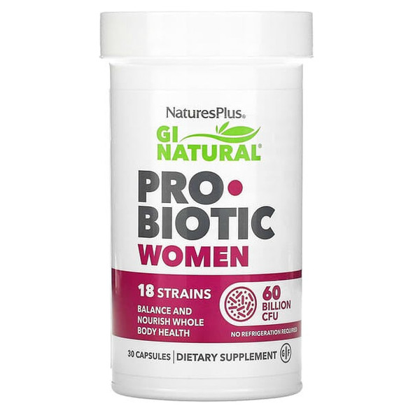 NaturesPlus, GI Natural Probiotic Women, 60 Billion CFU, 30 Capsules NaturesPlus, GI Natural Probiotic Women, 60 Billion CFU, 30 Capsules