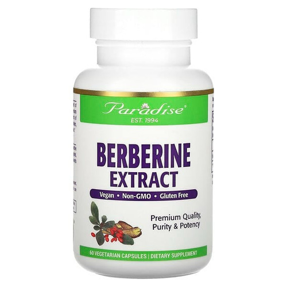 Paradise Herbs, Berberine Extract, 60 Vegetarian Capsules
