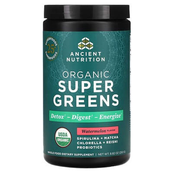 ancient nutrition super greens, Organics Super Greens, Watermelon, 8.82 oz (250 g)