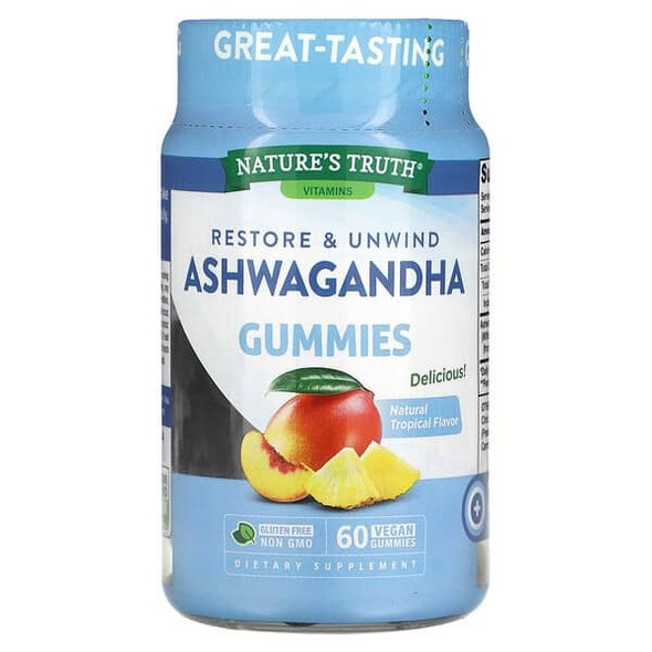 ashwagandha gummie, Natural Tropical, 60 Vegan Gummies, Nature's Truth ashwagandha gummie, Natural Tropical, 60 Vegan Gummies, Nature's Truth