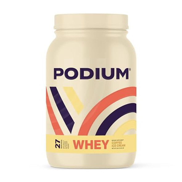 Podium Nutrition, Whey Protein Powder, Coffee Ice Cream, 27 Servings, 25g of Whey Protein Per Serving, Gluten Free, Soy Free