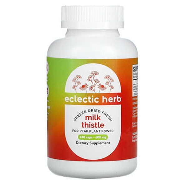 Eclectic Institute, Freeze-Dried Fresh, Milk Thistle, 600 mg, 240 Caps