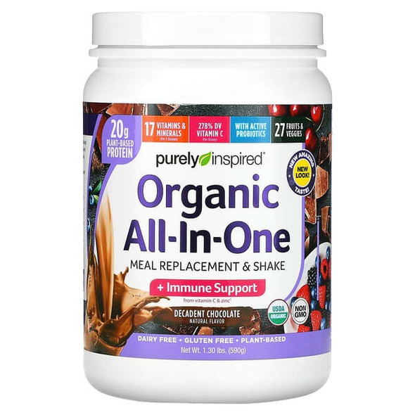 Purely Inspired, Organic All-In-One Meal Replacement & Shake, Decadent Chocolate, 1.30 lbs (590 g) Purely Inspired, Organic All-In-One Meal Replacement & Shake, Decadent Chocolate, 1.30 lbs (590 g)