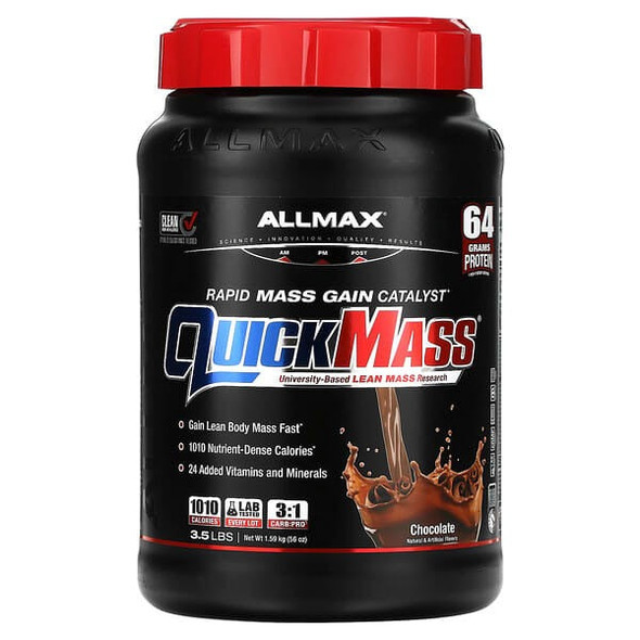 ALLMAX, QuickMass, Rapid Mass Gain Catalyst, Chocolate, 3.5 lbs (1.59 kg) ALLMAX, QuickMass, Rapid Mass Gain Catalyst, Chocolate, 3.5 lbs (1.59 kg)