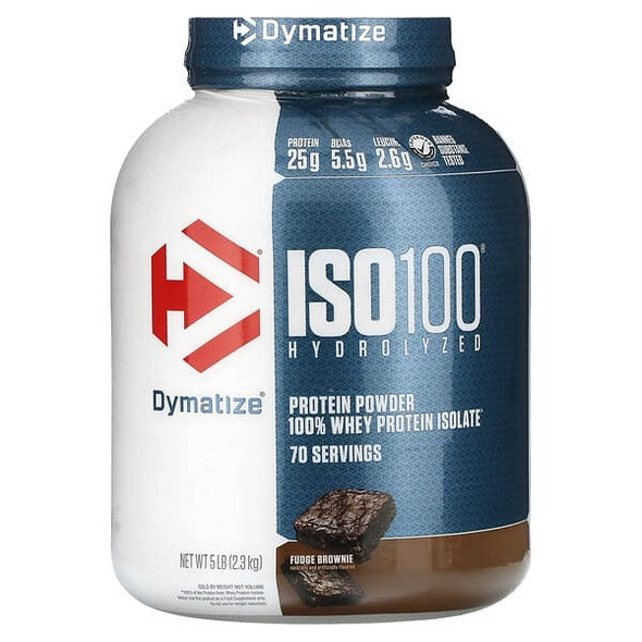 Dymatize, ISO100 Hydrolyzed, 100% Whey Protein Isolate, Fudge Brownie, 5 lb (2.3 kg) Dymatize, ISO100 Hydrolyzed, 100% Whey Protein Isolate, Fudge Brownie, 5 lb (2.3 kg)