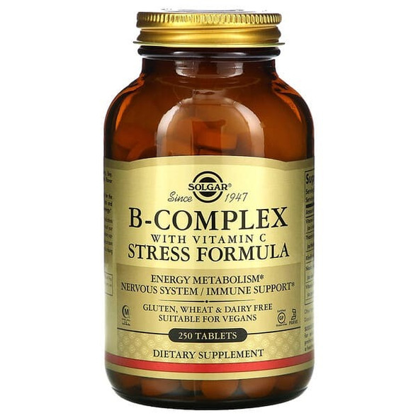 Solgar, B-Complex with Vitamin C Stress Formula, 250 Tablets Solgar, B-Complex with Vitamin C Stress Formula, 250 Tablets