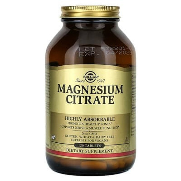 Solgar Magnesium Citrate, 120 Tablets Solgar Magnesium Citrate, 120 Tablets