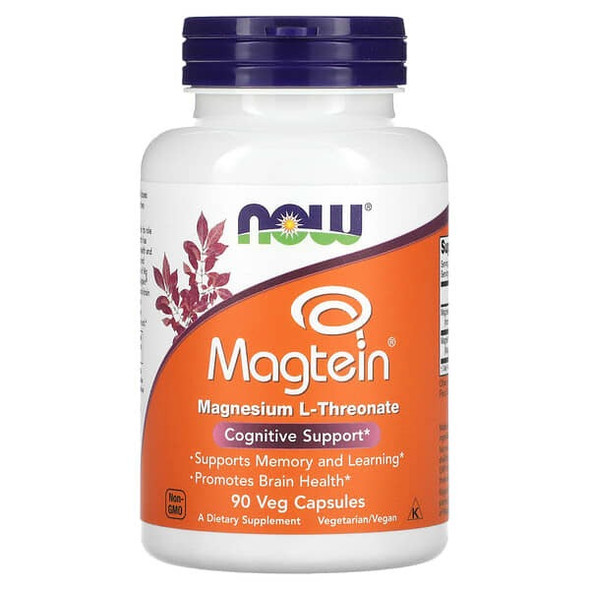 NOW Foods, Magtein, Magnesium L-Threonate, 90 Veg Capsules NOW Foods, Magtein, Magnesium L-Threonate, 90 Veg Capsules