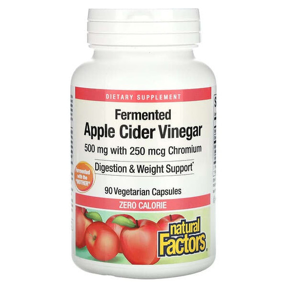 Natural Factors Apple Cider Vinegar, 500 mg, 90 Vegetarian Capsules