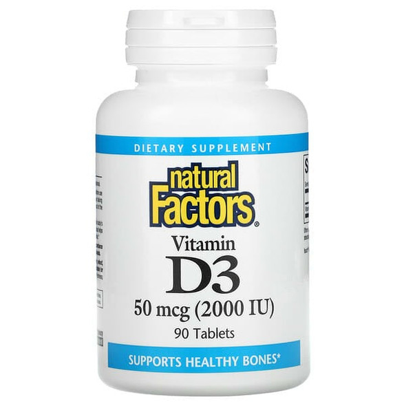 Natural Factors Vitamin D3, 50 mcg (2,000 IU), 90 Tablets