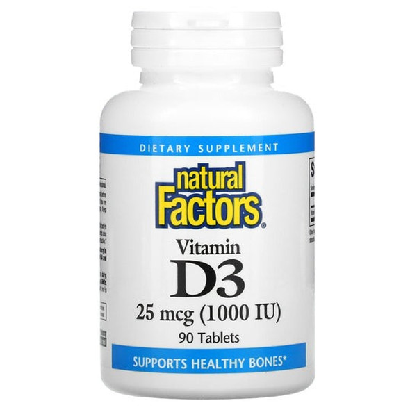 Natural Factors Vitamin D3, 25 mcg (1,000 IU), 90 Tablets Natural Factors Vitamin D3, 25 mcg (1,000 IU), 90 Tablets