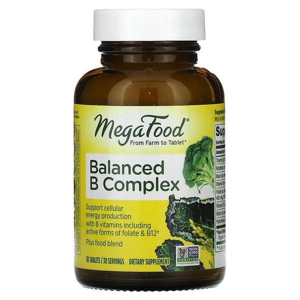 MegaFood, Balanced B Complex, 30 Tablets