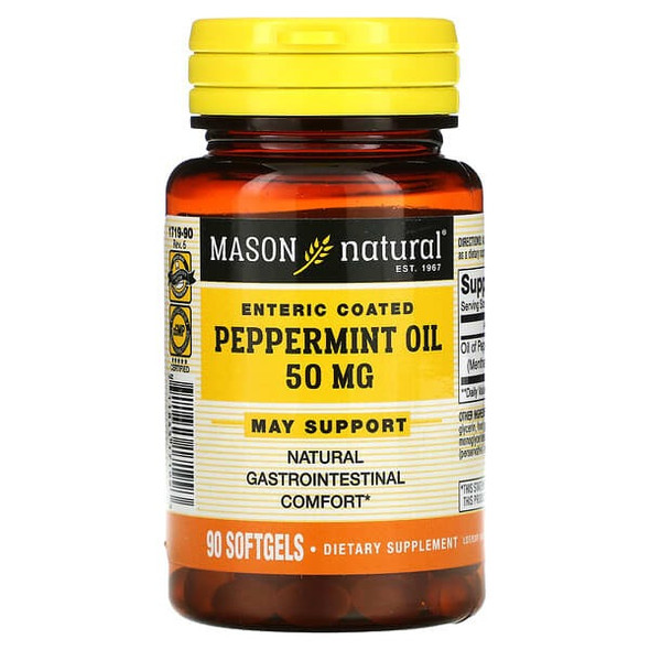 Mason Natural, Peppermint Oil, Enteric Coated, 50 mg, 90 Softgels