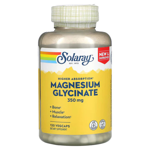 Solaray Magnesium Glycinate, High Absorption 350 mg, 120 VegCaps