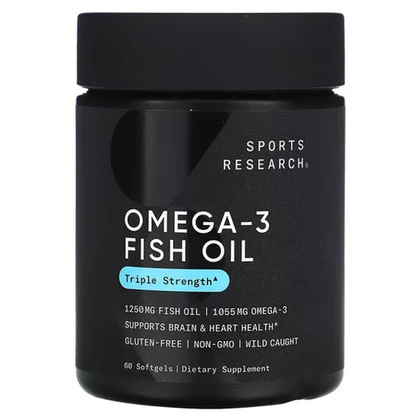 triple strength omega-3 fish oil, 60 Softgels, Sports Research