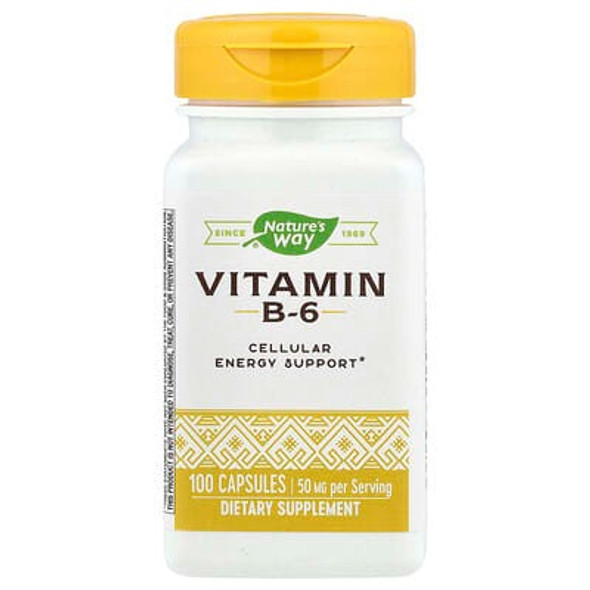 Nature's Way, Vitamin B-6, 50 mg, 100 Capsules Nature's Way, Vitamin B-6, 50 mg, 100 Capsules