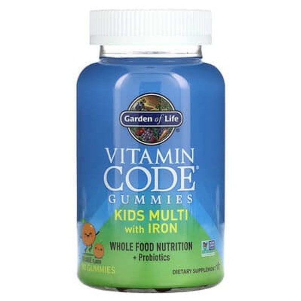 Garden of Life, Vitamin Code Gummies, Kids Multi with Iron, Orange, 90 Gummies