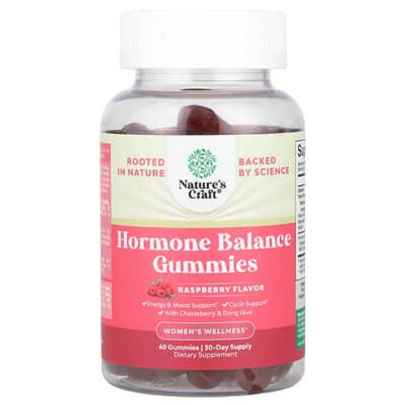Nature's Craft, Women's Wellness, Hormone Balance Gummies, Raspberry, 60 Gummies Nature's Craft, Women's Wellness, Hormone Balance Gummies, Raspberry, 60 Gummies