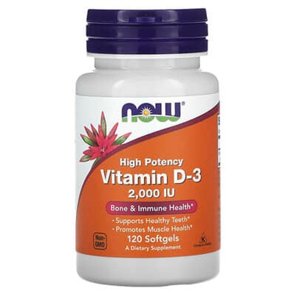 NOW Foods, Vitamin D-3, High Potency, 2,000 IU, 120 Softgels