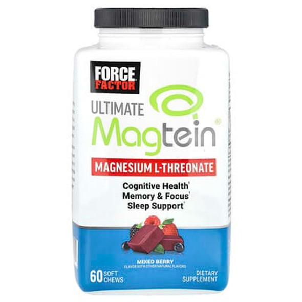 Force Factor, Ultimate Magtein®, Magnesium L-Threonate, Mixed Berry, 60 Soft Chews Force Factor, Ultimate Magtein®, Magnesium L-Threonate, Mixed Berry, 60 Soft Chews