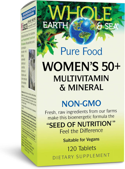 Natural Factors Whole Earth & Sea Women's 50+ Multivitamin & Mineral, 1 Serving Contains Nutrition Equivalent to ½ lb of Veggies, 120 Tablets Natural Factors Whole Earth & Sea Women's 50+ Multivitamin & Mineral, 1 Serving Contains Nutrition Equivalent to ½ lb of Veggies, 120 Tablets
