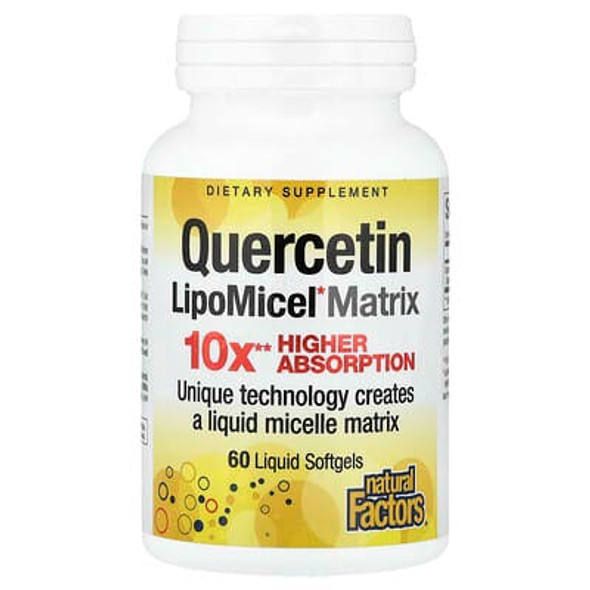 Natural Factors, Quercetin LipoMicel Matrix, 250 mg, 60 Liquid Softgels Natural Factors, Quercetin LipoMicel Matrix, 250 mg, 60 Liquid Softgels