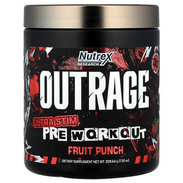 Nutrex Research, Outrage, Ultra Stim Pre Workout, Fruit Punch, 7.39 oz (209.64 g)