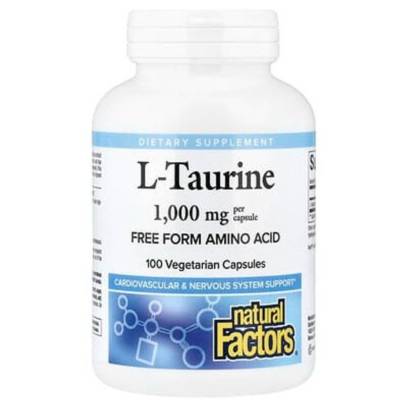 Natural Factors, L-Taurine , 1,000 mg, 100 Vegetarian Capsules