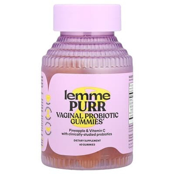 Lemme, Purr, Vaginal Probiotic Gummies, Pineapple, 60 Gummies