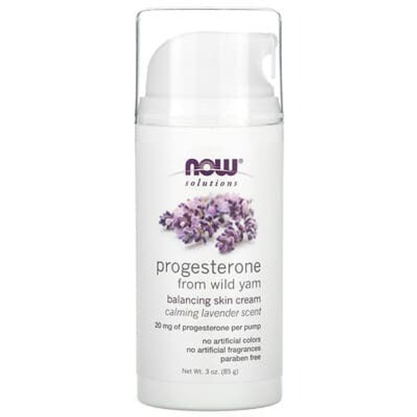 NOW Foods, Solutions, Progesterone from Wild Yam, Balancing Skin Cream, Calming Lavender, 3 oz (85 g) NOW Foods, Solutions, Progesterone from Wild Yam, Balancing Skin Cream, Calming Lavender, 3 oz (85 g)