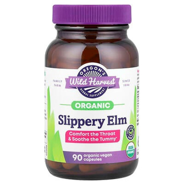 Oregon's Wild Harvest, Organic Slippery Elm, 90 Organic Vegan Capsules (400 mg per Capsule) Oregon's Wild Harvest, Organic Slippery Elm, 90 Organic Vegan Capsules (400 mg per Capsule)