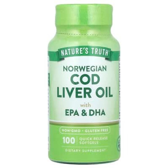 Nature's Truth, Norwegian Cod Liver Oil with EPA & DHA, 100 Quick Release Softgels Nature's Truth, Norwegian Cod Liver Oil with EPA & DHA, 100 Quick Release Softgels