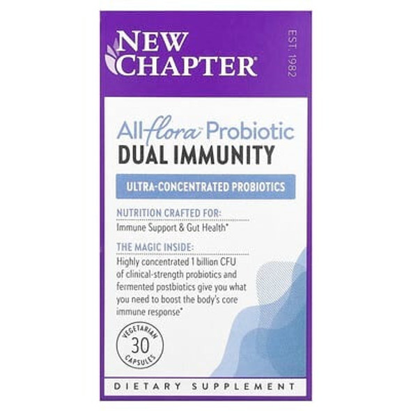 New Chapter, All Flora Probiotics, Dual Immunity, 30 Vegetarian Capsules New Chapter, All Flora Probiotics, Dual Immunity, 30 Vegetarian Capsules