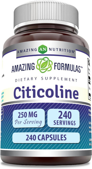 Amazing Formulas Citicoline 250 Mg | Capsules Supplement | Non-GMO | Gluten Free | Made in USA (240 Count)