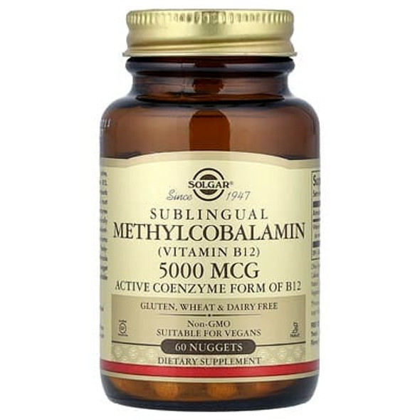 Solgar, Sublingual Methylcobalamin (Vitamin B12), 5,000 mcg, 60 Nuggets