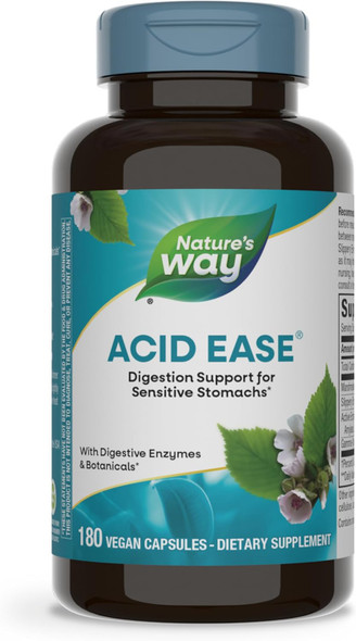 Nature's Way Acid-Ease Digestion Formula, Digestive Support Supplement for Sensitive Stomachs*, 180 Vegan Capsules