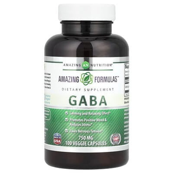 Amazing Nutrition, GABA, 750 mg, 100 Veggie Capsules Amazing Nutrition, GABA, 750 mg, 100 Veggie Capsules