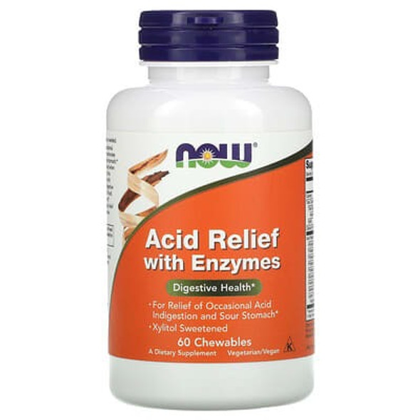 NOW Foods, Acid Relief with Enzymes, 60 Chewables NOW Foods, Acid Relief with Enzymes, 60 Chewables