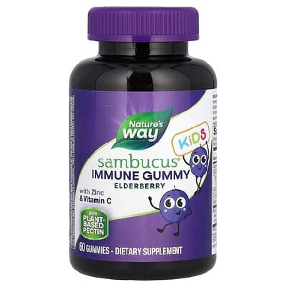 Nature's Way, Sambucus® Kids, Immune Gummy with Zinc & Vitamin C, Elderberry, 60 Gummies Nature's Way, Sambucus® Kids, Immune Gummy with Zinc & Vitamin C, Elderberry, 60 Gummies
