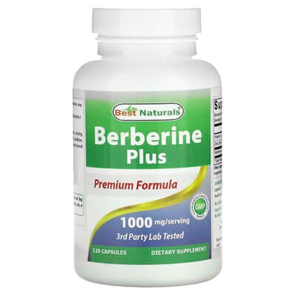 Best Naturals, Berberine Plus, 1,000 mg, 120 Capsules (500 mg per Capsule) Best Naturals, Berberine Plus, 1,000 mg, 120 Capsules (500 mg per Capsule)