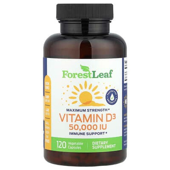 Forest Leaf, Maximum Strength, Vitamin D3, 50,000 IU, 120 Vegetable CapsulesForest Leaf, Maximum Strength, Vitamin D3, 50,000 IU, 120 Vegetable Capsules
