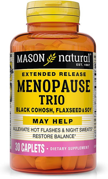 Mason Natural, Extended Release Menopause Relief Trio, Black Cohosh, Flaxseed and Soy, 30 Caplets
