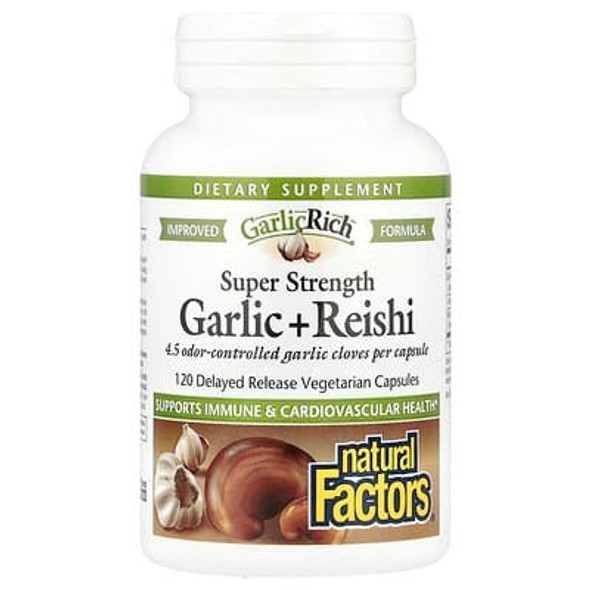 Natural Factors, GarlicRich®, Super Strength Garlic + Reishi, 120 Delayed Release Vegetarian Capsules