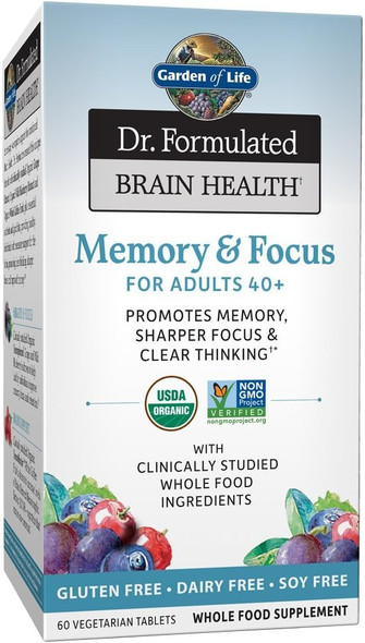 Garden of Life Dr. Formulated Brain Health Memory & Focus for Adults 40+, 60 Count Garden of Life Dr. Formulated Brain Health Memory & Focus for Adults 40+, 60 Count