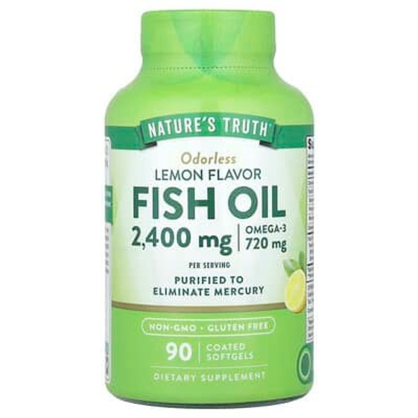 Nature's Truth, Fish Oil, Lemon, 2,400 mg, 90 Coated Softgels (1,200 mg per Softgel)